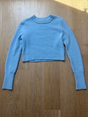 Zara Powder Blue Fuzzy Cropped Sweater